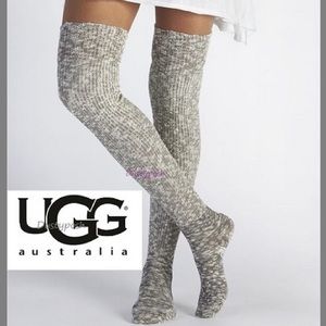 UGG Thigh High Over The Knee Socks Grey Marled OTK Long Boot Discontinued Cozy